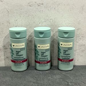 Lacoupe set of 3- argan oil complex revitalizing shampoo conditioner & lotion